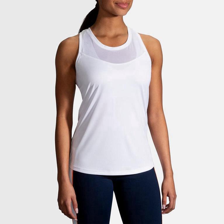 Brooks Women's Stealth Running Tank Top Singapore - White (10298-RTPI)